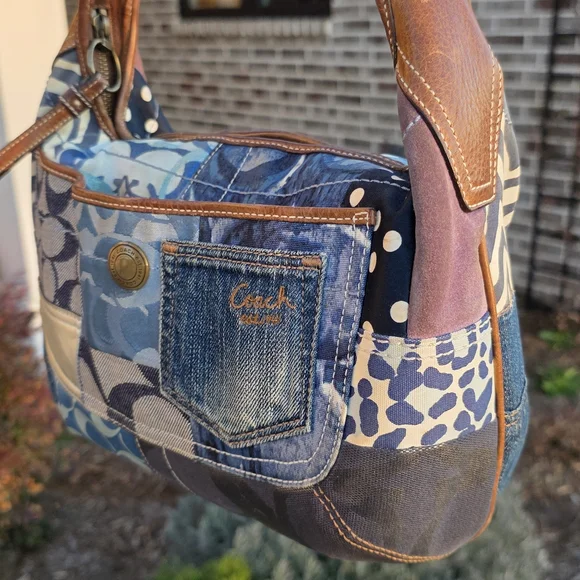 Coach Patchwork Denim Ergo Shoulder Bag - Picture 4 of 9